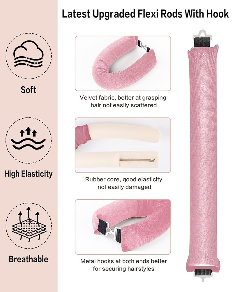 Seritant Heatless Curls Overnight Hair Curler - 4 Pcs Curling Rod to Sleep In, Velvet Hair Rollers with Satin Hair Scarf - Image 4